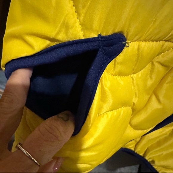 Firefighters Operation Warm Kids Size 18 Yellow/Navy Quilted Fleece Coat w/Hood. - Picture 9 of 9